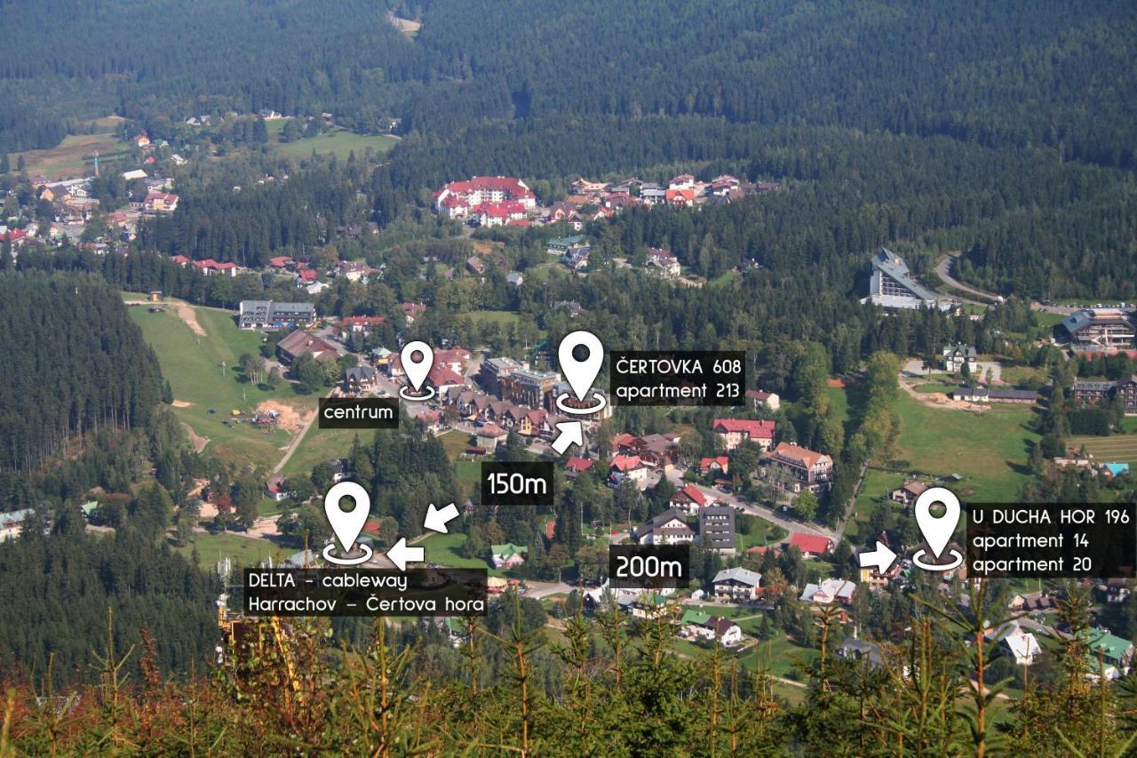 Enjoyharrachov - Atraktivni Slunny Klimatizovany Apartman 14 V Centru Harrachova Se Saunou, Parkovanim, Wifi-Wlan, Sat, Herni Konzoli, Pc S Win 10, Netflix Zdarma A Moznosti Dobijeni Auta S Jedinecnym Vyhledem Na Certovu Horu Se Skokanskymi Mustky Exteriör bild